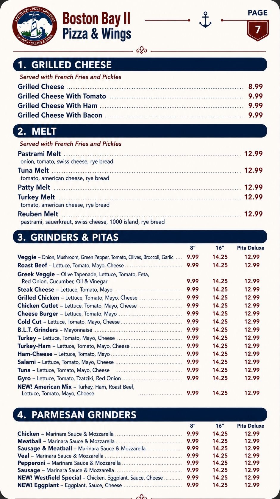 Menu page 9